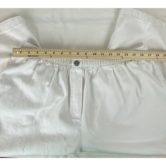 Woman Within Plus Size 22W White Cotton Pull On Elastic Cropped Pants W/ Pockets - Picture 7 of 13